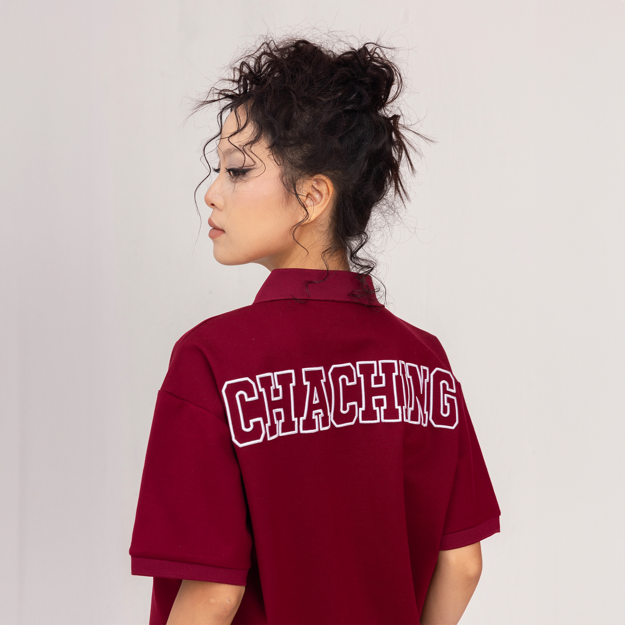  Áo Polo Form Boxy Logo Thêu Unisex - Đỏ 