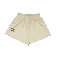 QUẦN SHORT NỈ THÊU LOGO - VÀNG KEM