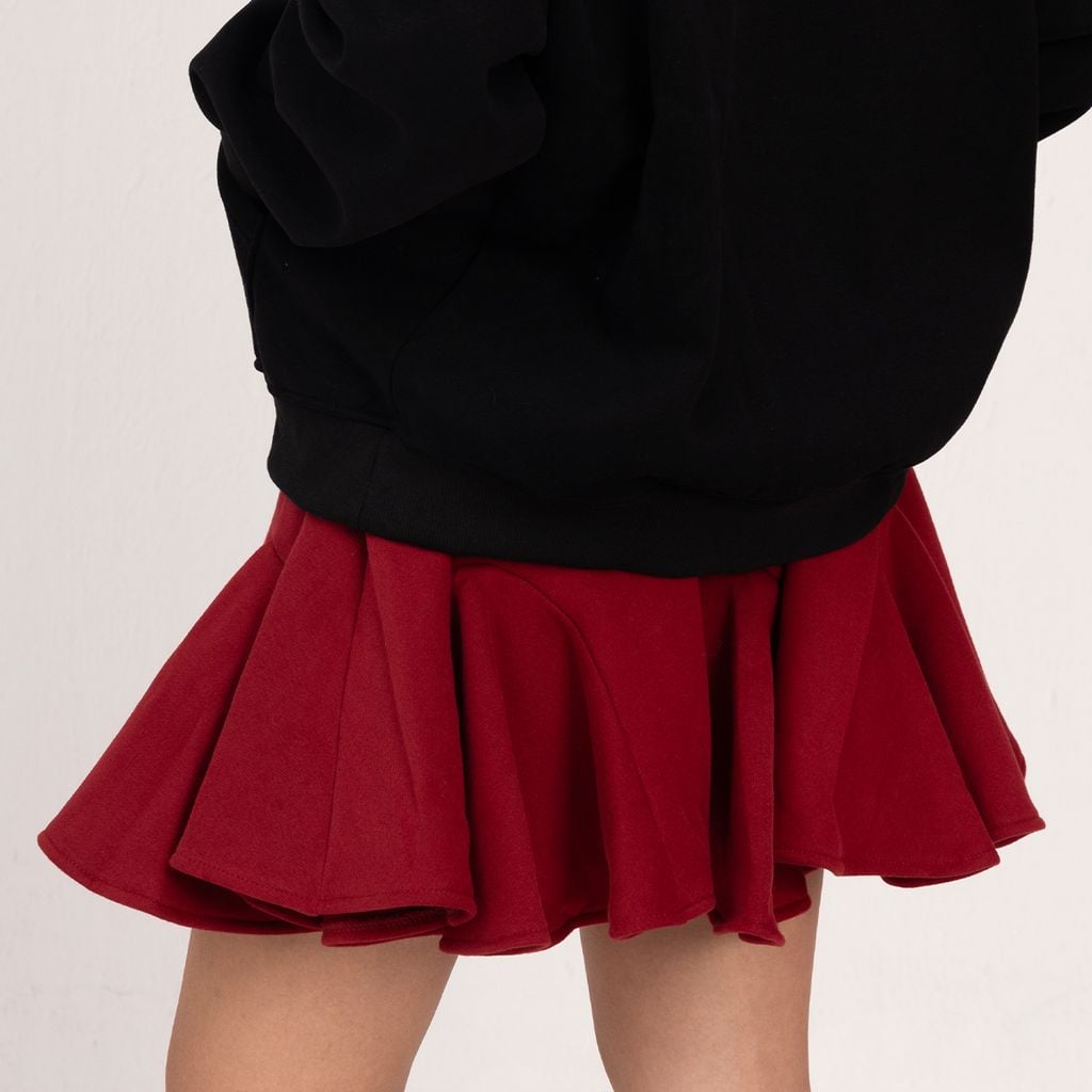 Chân Váy Dáng Xòe Nỉ Bông - Đỏ rượu