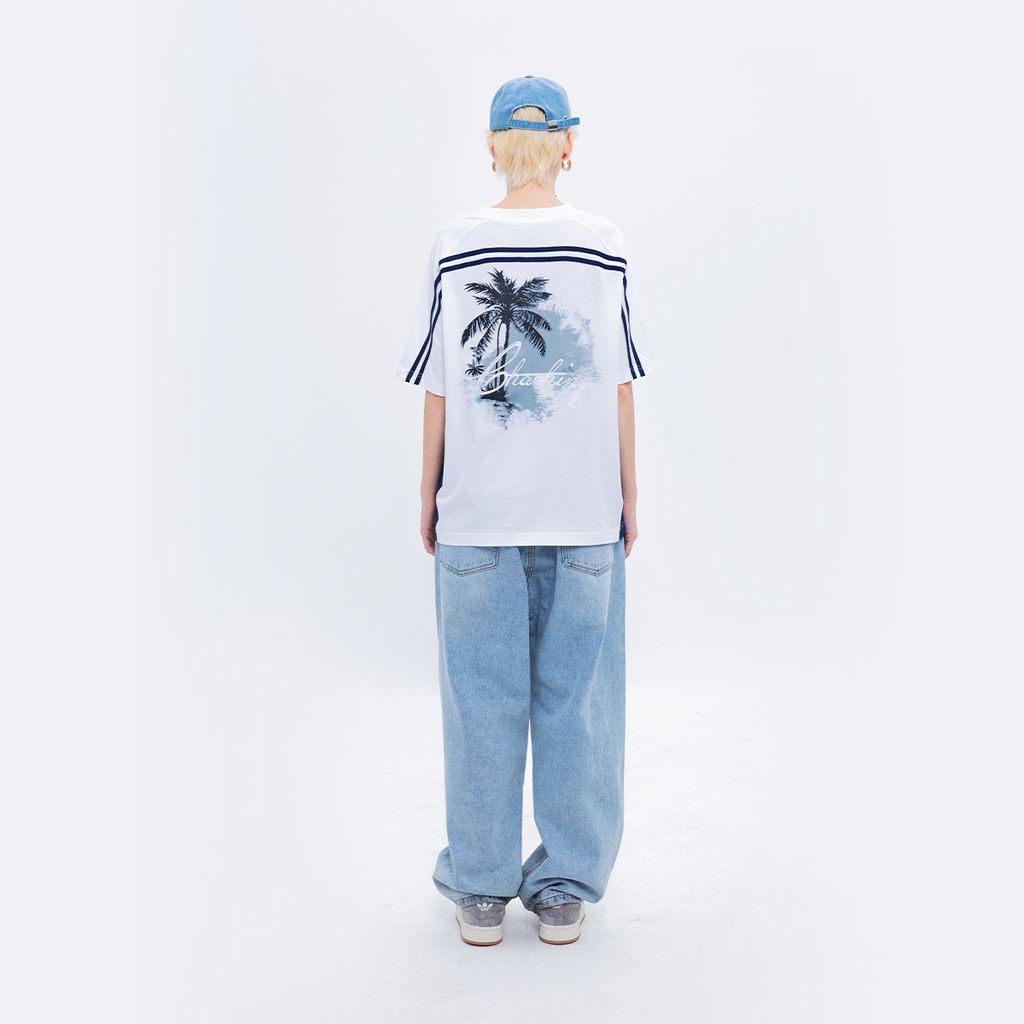 CHACHING PALM TREE T-SHIRT – WHITE & NAVY