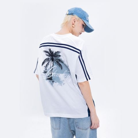 CHACHING PALM TREE T-SHIRT – WHITE & NAVY