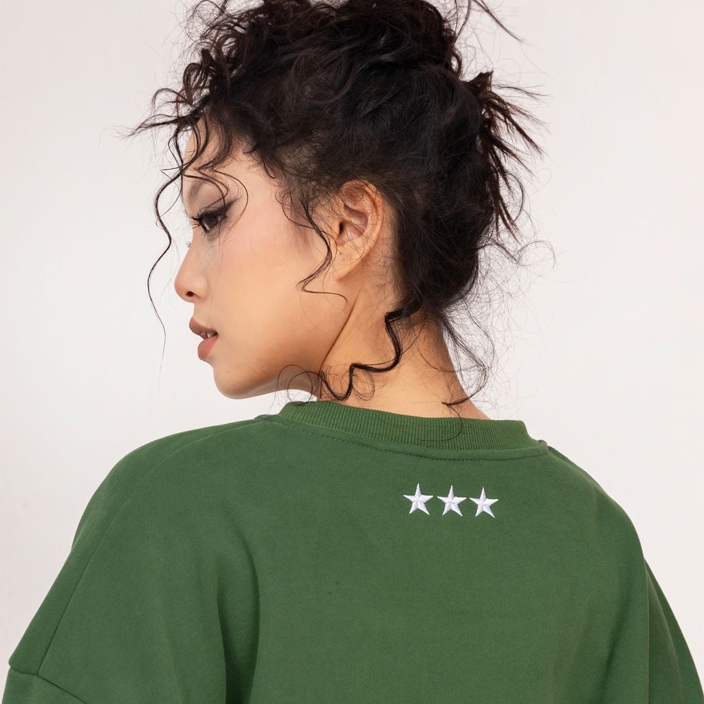 Áo Sweater Unisex Form Oversize - Xanh lá