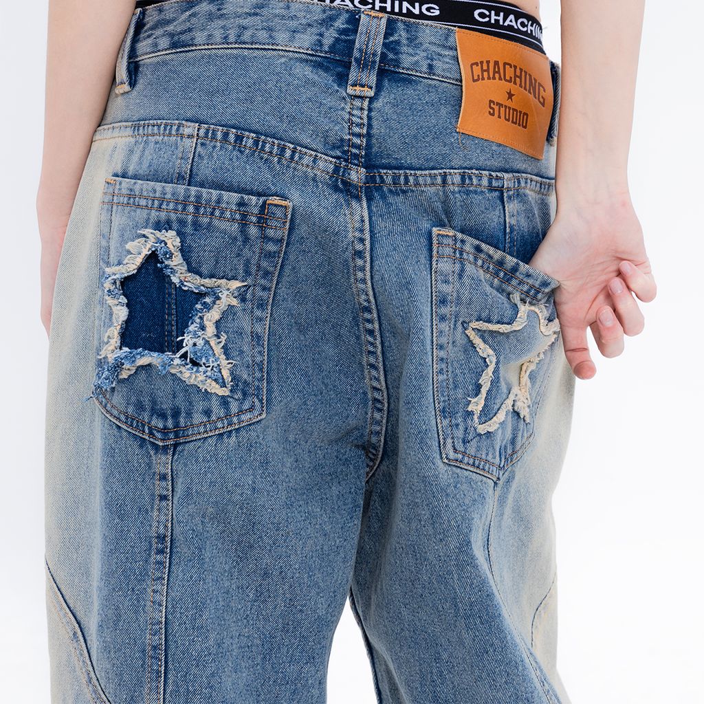 CHACHING STAR-WASHED JEANS