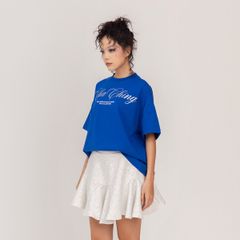 Áo Thun Unisex Form Boxy In Nhũ - Xanh Dương
