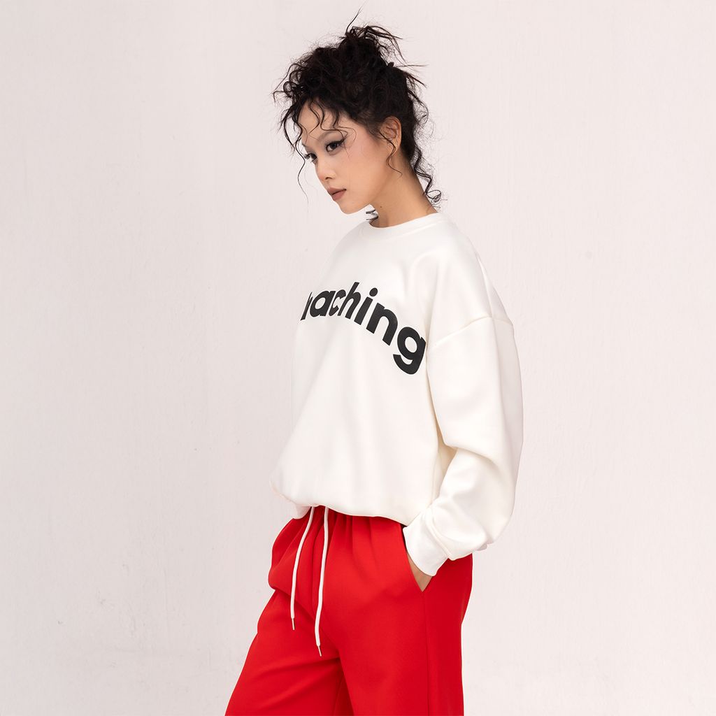 Áo Sweater Unisex Form Oversize - Trắng