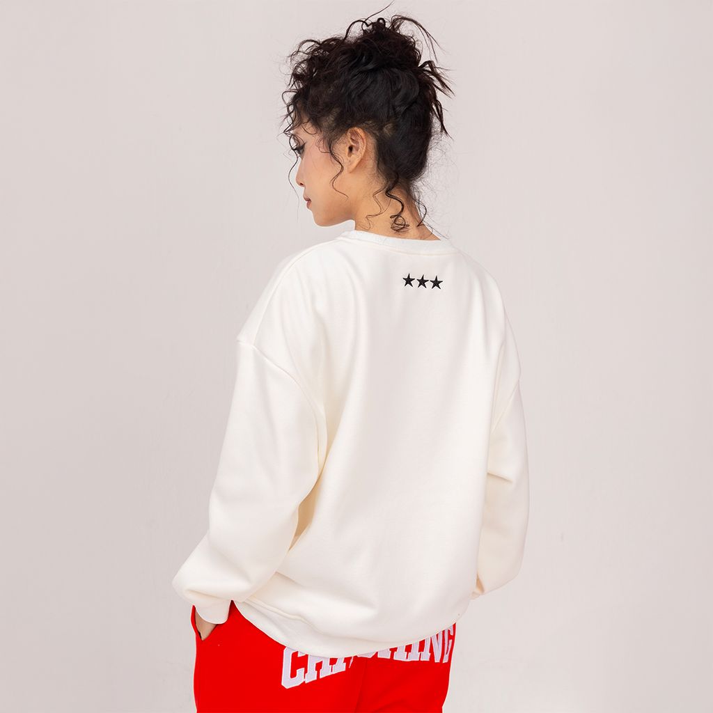 Áo Sweater Unisex Form Oversize - Trắng
