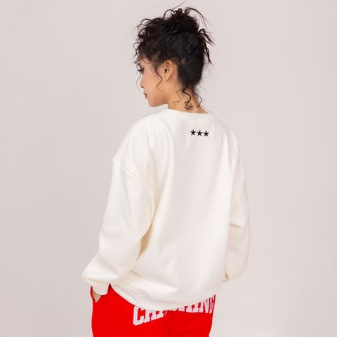 Áo Sweater Unisex Form Oversize - Trắng