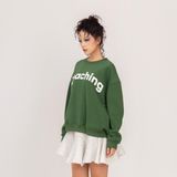  Áo Sweater Unisex Form Oversize - Xanh lá 