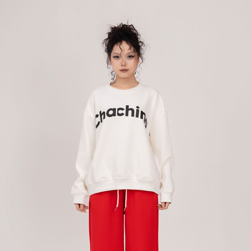 Áo Sweater Unisex Form Oversize - Trắng