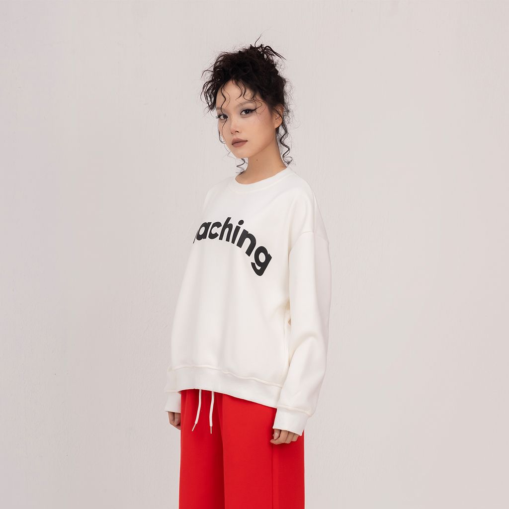 Áo Sweater Unisex Form Oversize - Trắng