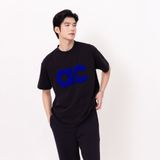  Áo AC Bông Xù Boxy Unisex - Đen Chữ Xanh 