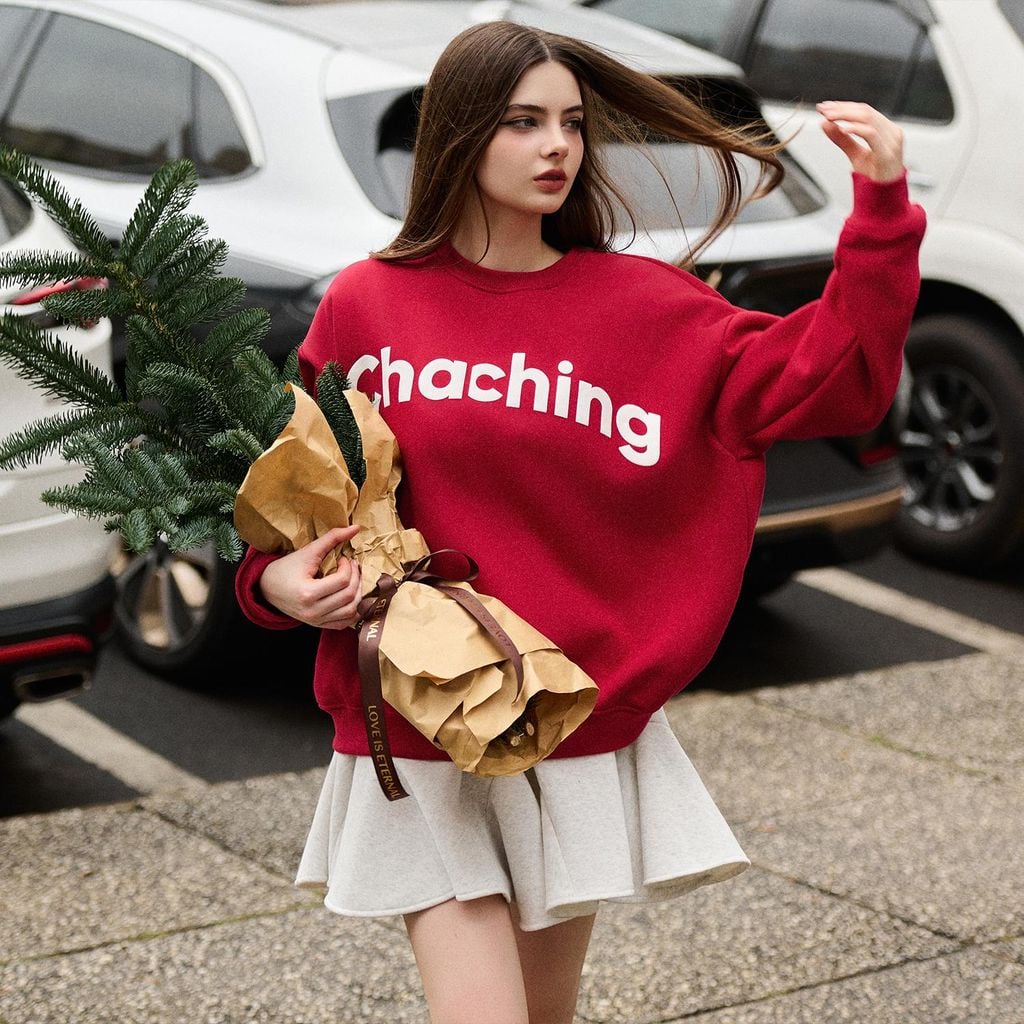 Áo Sweater Unisex Form Oversize - Đỏ