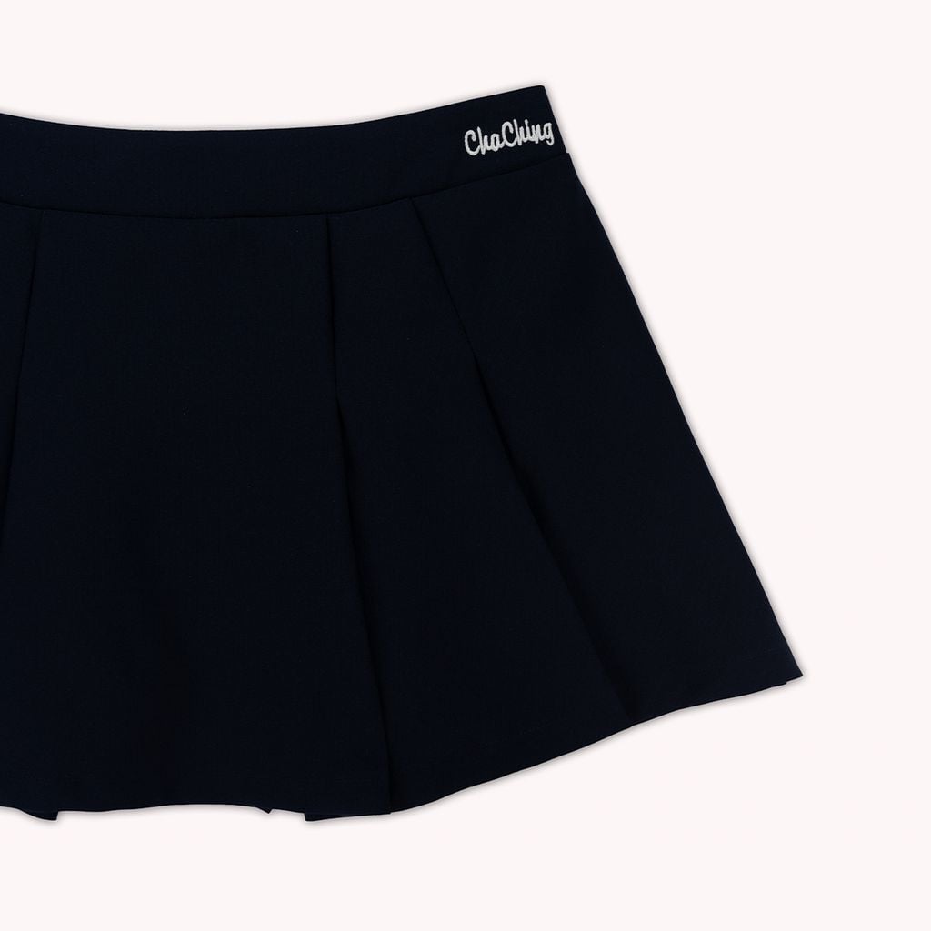 Chân Váy Xếp Ly Linen Xước - Đen