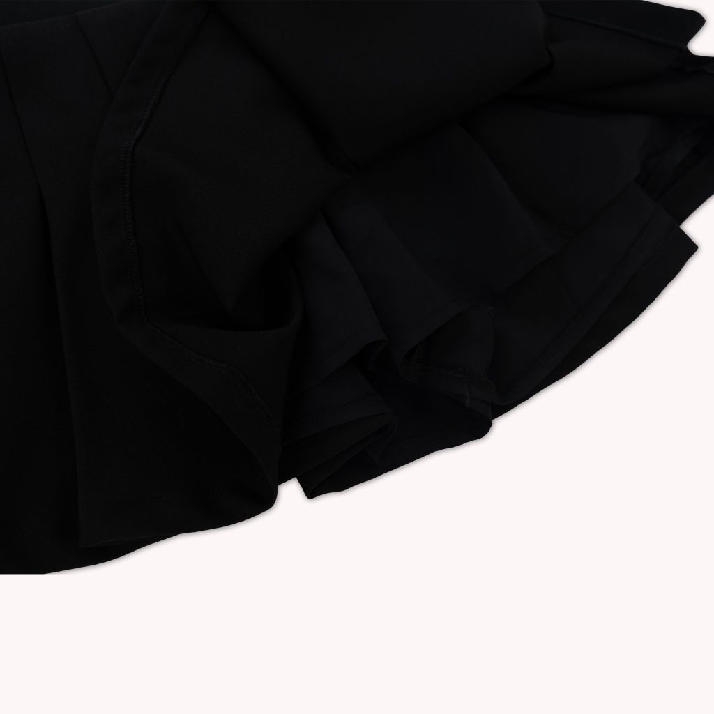 Chân Váy Xếp Ly Linen Xước - Đen