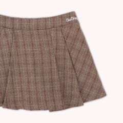 Chân Váy Xếp Ly Linen Xước - Nâu Caro