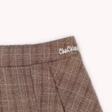  Chân Váy Xếp Ly Linen Xước - Nâu Caro 