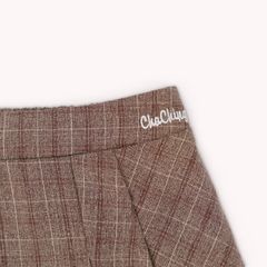 Chân Váy Xếp Ly Linen Xước - Nâu Caro