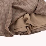  Chân Váy Xếp Ly Linen Xước - Nâu Caro 
