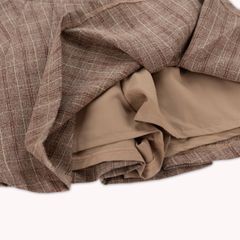 Chân Váy Xếp Ly Linen Xước - Nâu Caro