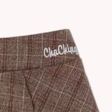  Chân Váy Xếp Ly Linen Xước - Nâu Caro 