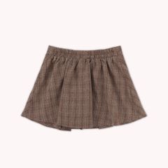 Chân Váy Xếp Ly Linen Xước - Nâu Caro