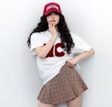  Áo AC Bông Xù Boxy Unisex - Trắng Chữ Đỏ 