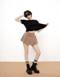  Chân Váy Xếp Ly Linen Xước - Đen 