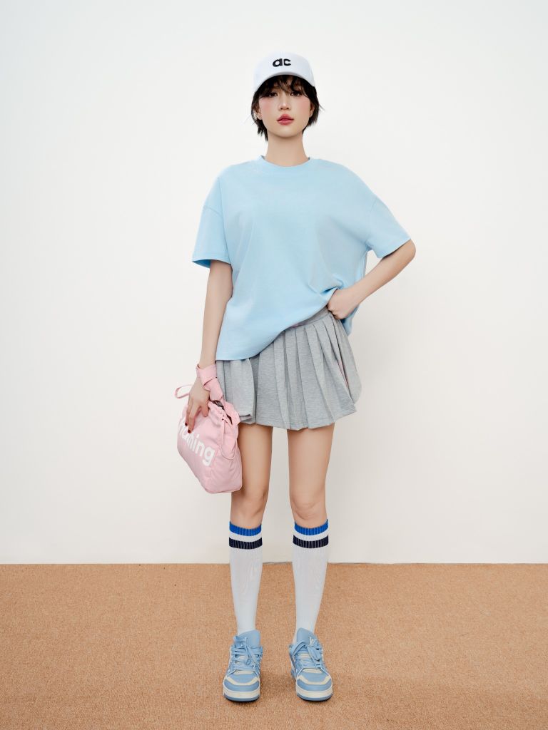 Chân Váy Xếp Ly Thun Tici - Xám