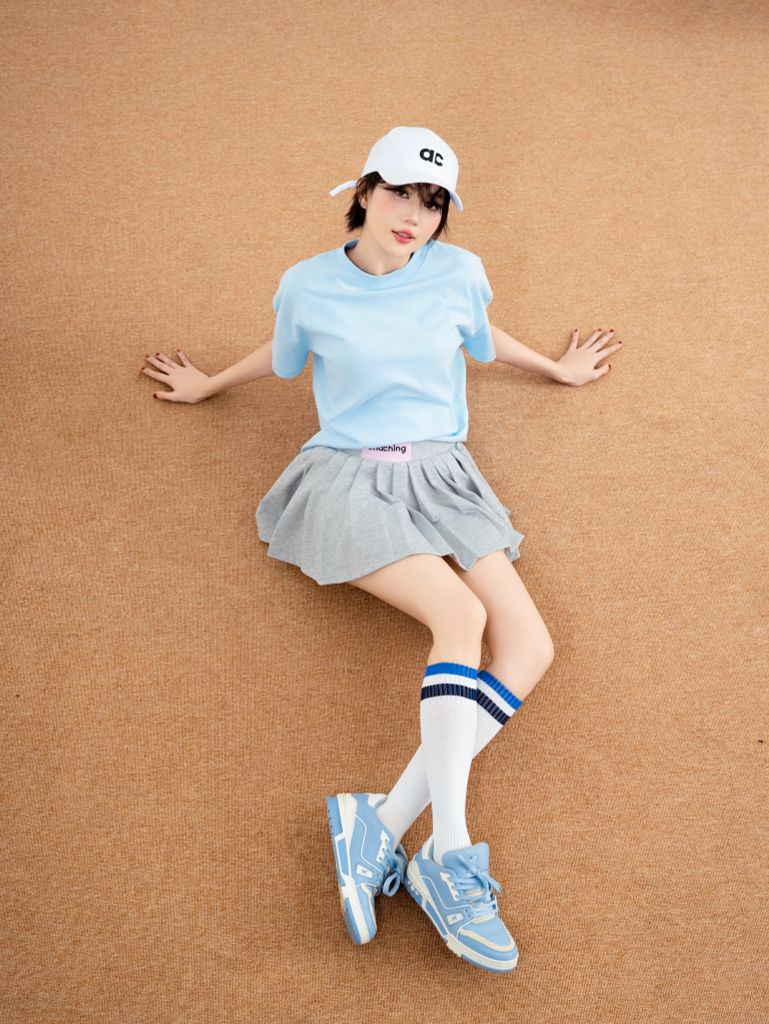 Chân Váy Xếp Ly Thun Tici - Xám