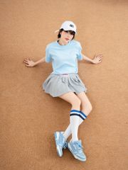 Chân Váy Xếp Ly Thun Tici - Xám