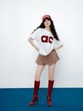  Chân Váy Xếp Ly Linen Xước - Nâu Caro 