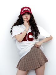 Chân Váy Xếp Ly Linen Xước - Nâu Caro