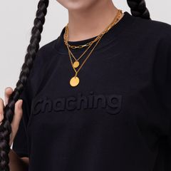 Áo Thun Hoạ Tiết Chữ Dập Nổi - Đen