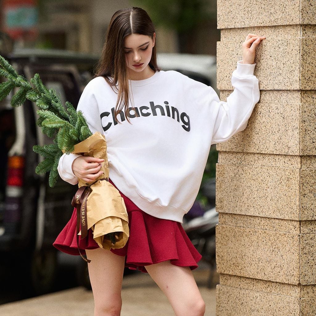 Chân Váy Dáng Xòe Nỉ Bông - Đỏ rượu