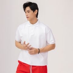 Áo Polo Form Boxy Logo Thêu Unisex - Trắng