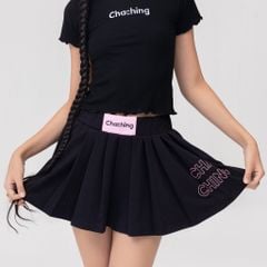 Chân Váy Xếp Ly Thun Tici - Đen