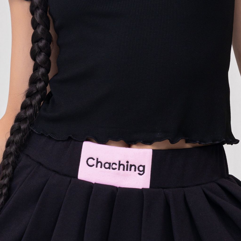 Chân Váy Xếp Ly Thun Tici - Đen