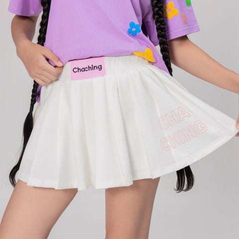 Chân Váy Xếp Ly Thun Tici - Trắng