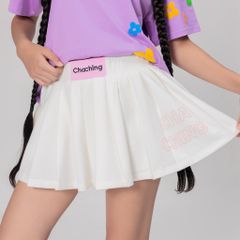 Chân Váy Xếp Ly Thun Tici - Trắng