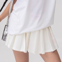 Chân Váy Xếp Ly Thun Tici - Trắng