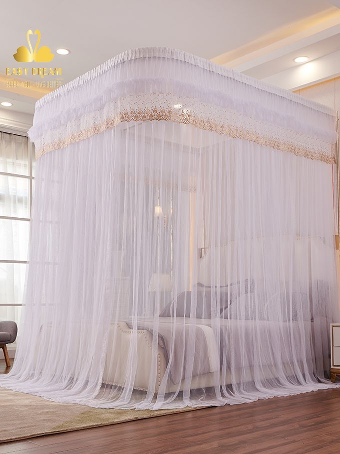 Màn khung kéo dây ròng rọc không khoan tường  + tăng chỉnh chiều cao  Mùng ngủ cao cấp hiện đại chống muỗi sang trọng - quà tặng màn ngủ khách sạn resort - homestay