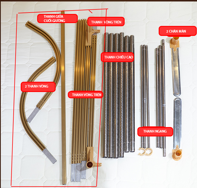 Màn mùng khung không khoan tường chống muỗi , decor,trang trí phòng ngủ, phòng cưới,  đẹp