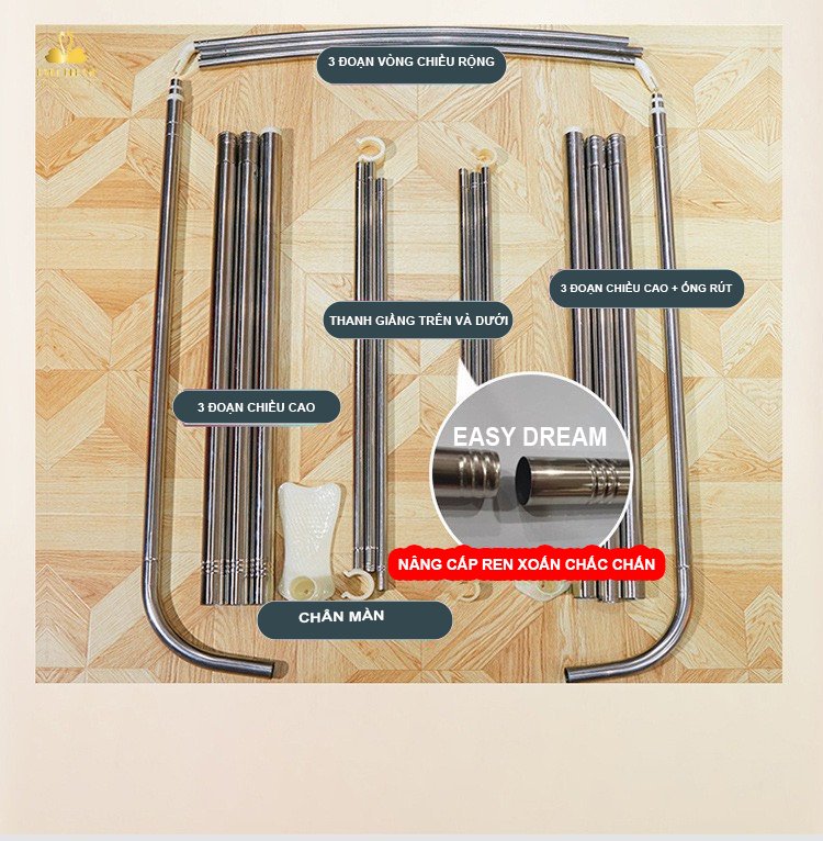 Màn khung không khoan tường thu gọn cao cấp Mùng ngủ chống muỗi