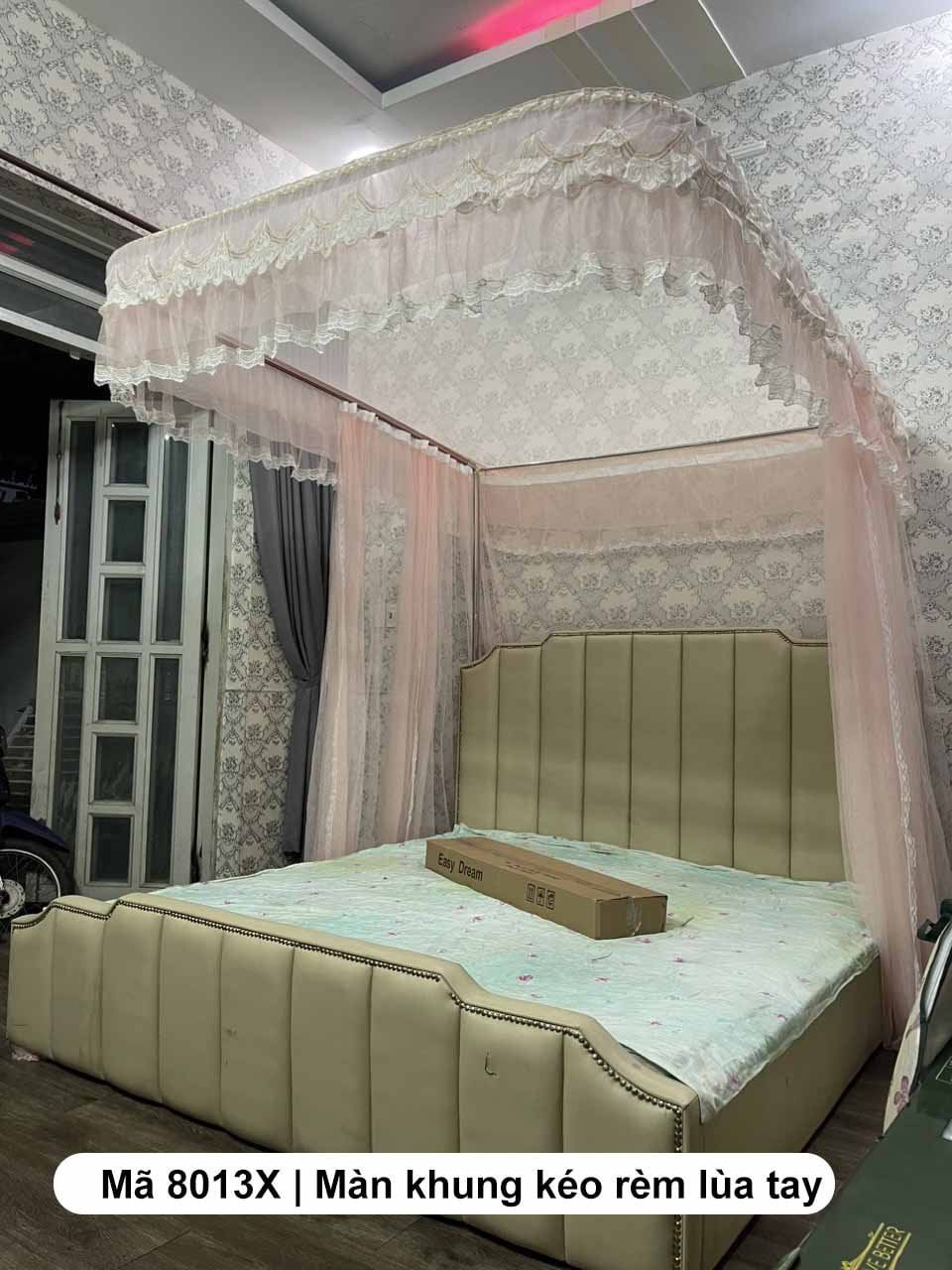 HOT MẪU MỚI ĐẸP 2025 Mùng màn khung công chúa không khoan tường kéo rèm lùa tay cao cấp EASY DREAM