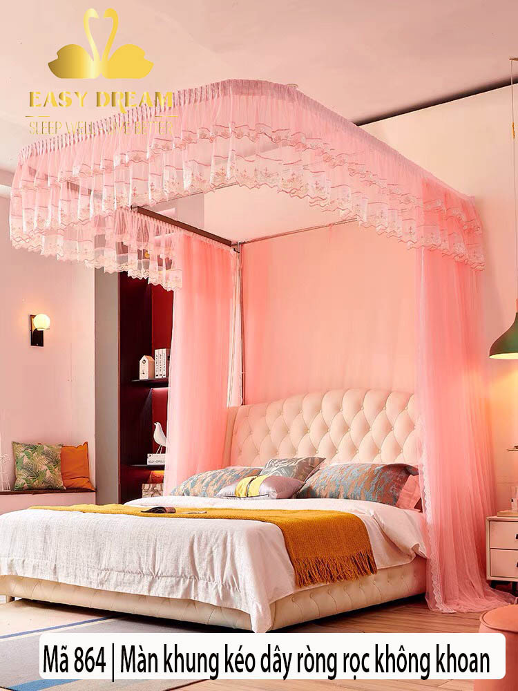 Màn khung kéo dây ròng rọc không khoan tường cao cấp EDEN SLEEP  -Mùng ngủ chống dáng công chúa mẫu mới đẹp