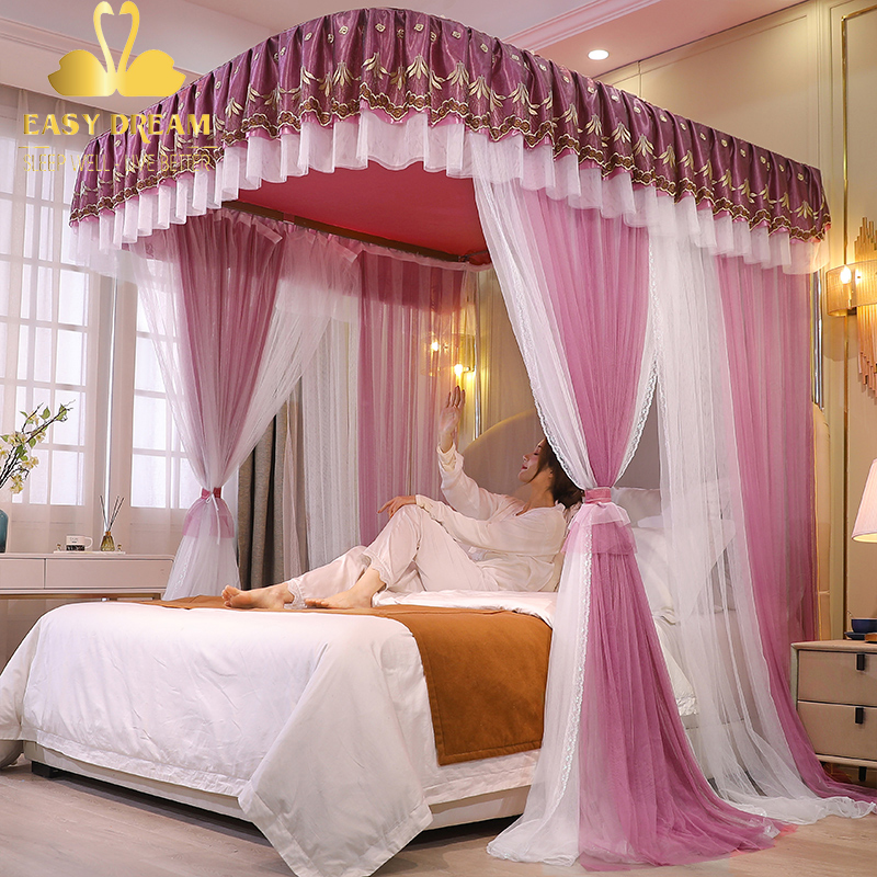 Màn khung ròng rọc kéo dây không khoan tường cao cấp - Mùng ngủ hiện đại chống muỗi - kiểu dáng công chúa