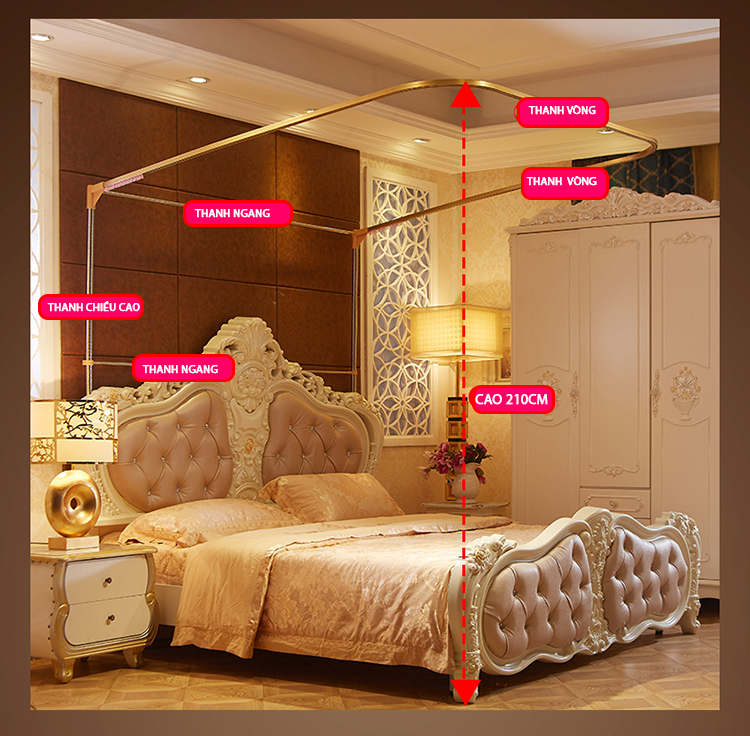 Màn mùng khung không khoan tường chống muỗi , decor,trang trí phòng ngủ, phòng cưới,  đẹp