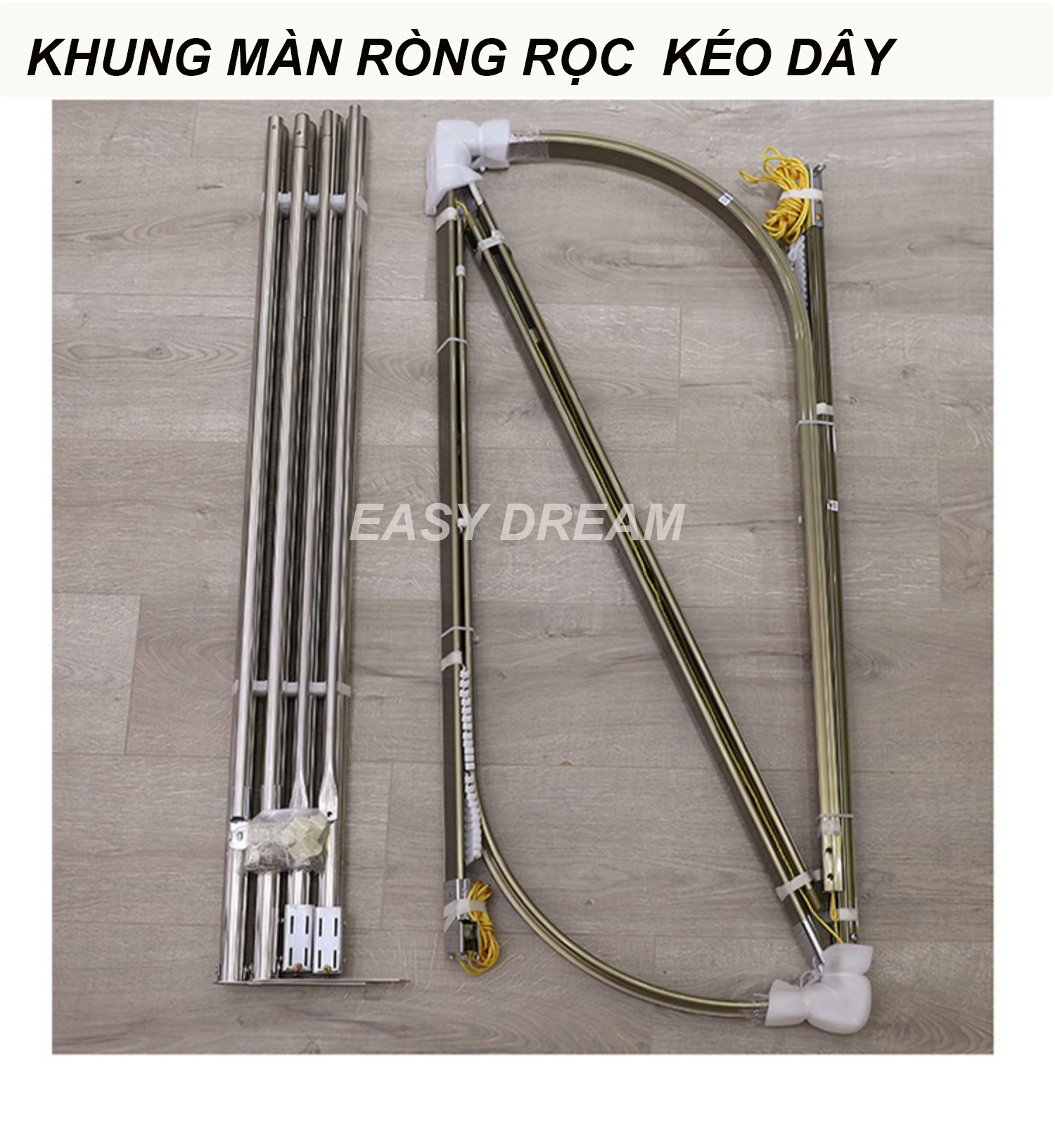 Màn khung ròng rọc kéo dây không khoan tường cao cấp - Mùng ngủ hiện đại chống muỗi - kiểu dáng công chúa