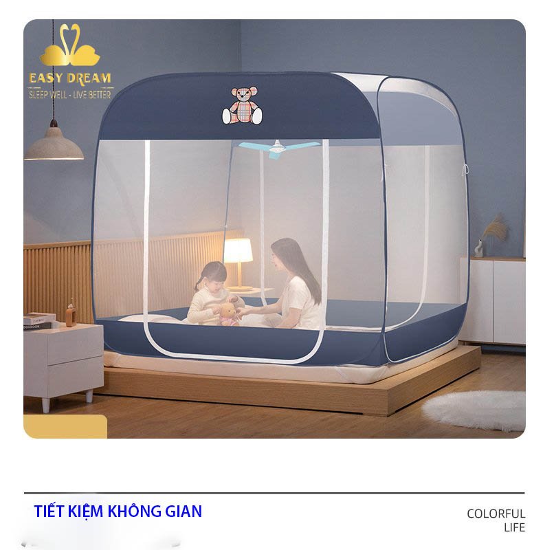 Màn Chụp Vuông  Tự Bung Mẫu Mới Gấp Gọn Thông Minh - Mùng chụp người lớn cao cấp