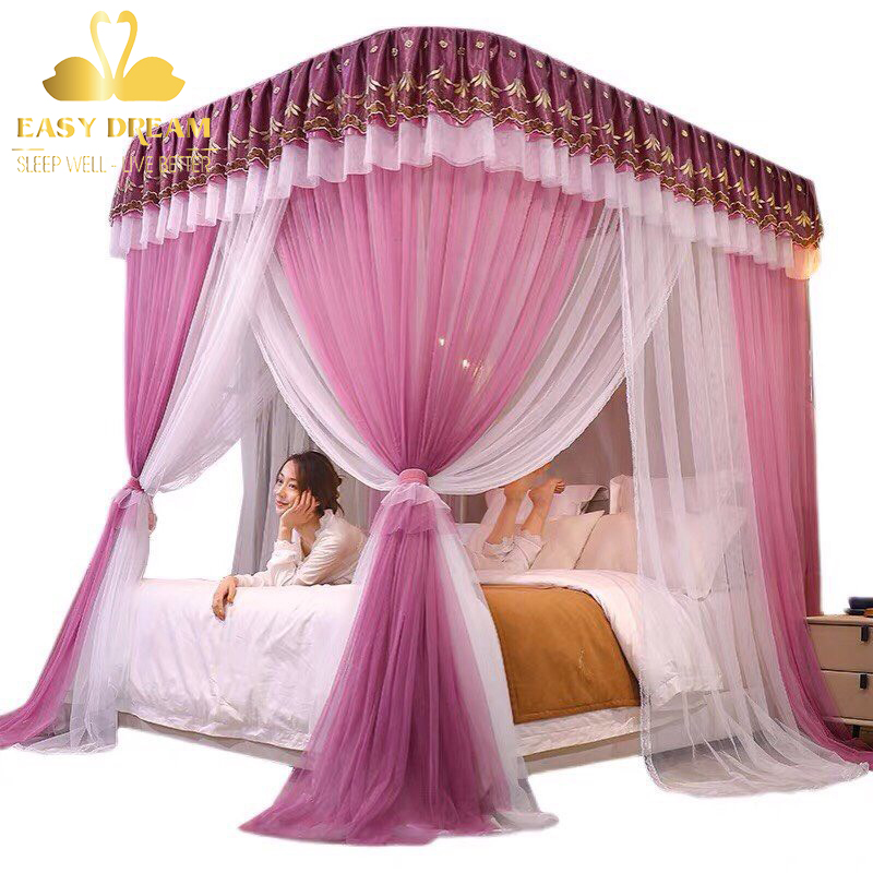 Màn khung ròng rọc kéo dây không khoan tường cao cấp - Mùng ngủ hiện đại chống muỗi - kiểu dáng công chúa